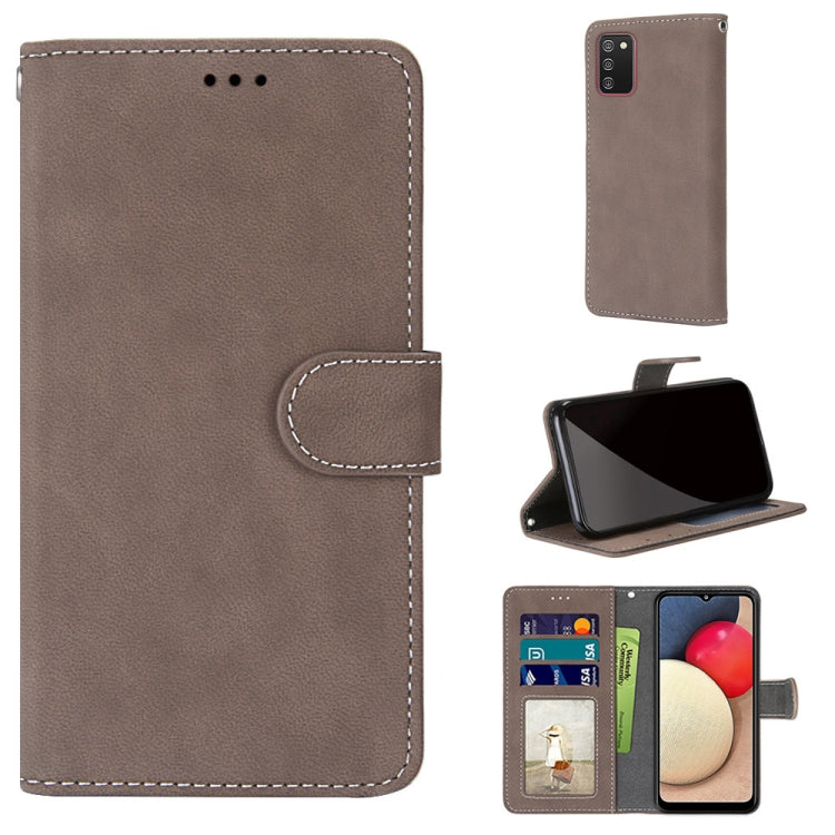 For Samsung Galaxy A02s / M02s Retro Frosted Horizontal Flip PU Leather Case with Holder & Card Slots & Wallet & Photo Frame