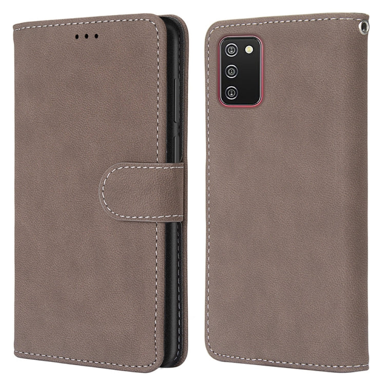 For Samsung Galaxy A02s / M02s Retro Frosted Horizontal Flip PU Leather Case with Holder & Card Slots & Wallet & Photo Frame