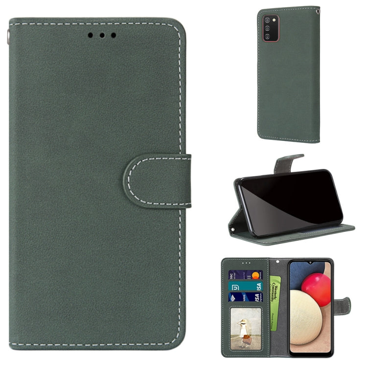 For Samsung Galaxy A02s / M02s Retro Frosted Horizontal Flip PU Leather Case with Holder & Card Slots & Wallet & Photo Frame