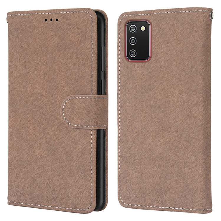 For Samsung Galaxy A02s / M02s Retro Frosted Horizontal Flip PU Leather Case with Holder & Card Slots & Wallet & Photo Frame
