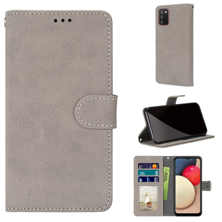 For Samsung Galaxy A02s / M02s Retro Frosted Horizontal Flip PU Leather Case with Holder & Card Slots & Wallet & Photo Frame