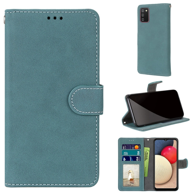 For Samsung Galaxy A02s / M02s Retro Frosted Horizontal Flip PU Leather Case with Holder & Card Slots & Wallet & Photo Frame
