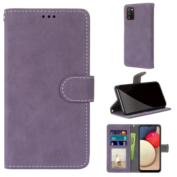 For Samsung Galaxy A02s / M02s Retro Frosted Horizontal Flip PU Leather Case with Holder & Card Slots & Wallet & Photo Frame