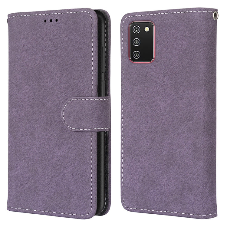 For Samsung Galaxy A02s / M02s Retro Frosted Horizontal Flip PU Leather Case with Holder & Card Slots & Wallet & Photo Frame