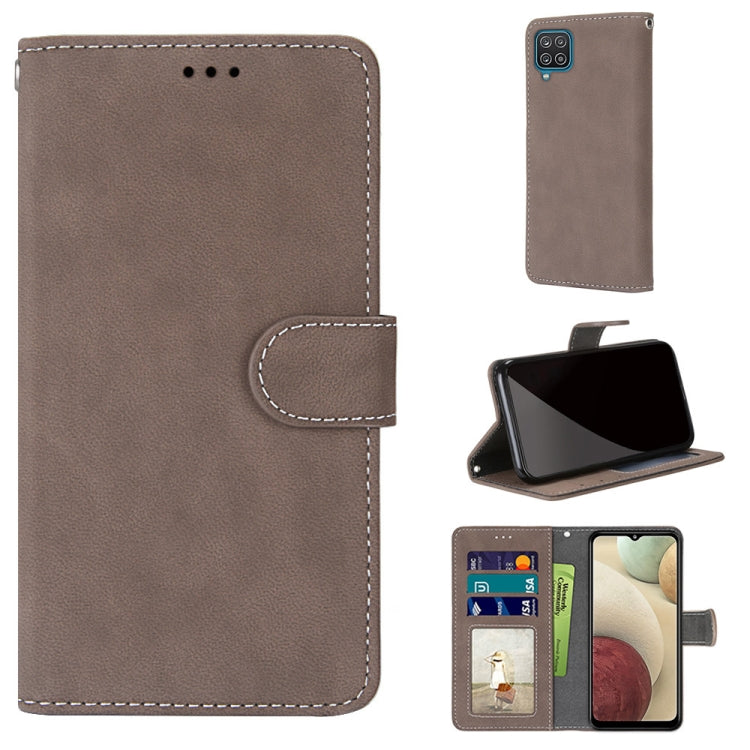 For Samsung Galaxy A12 / M12 Retro Frosted Horizontal Flip PU Leather Case with Holder & Card Slots & Wallet & Photo Frame