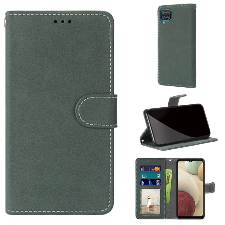 For Samsung Galaxy A12 / M12 Retro Frosted Horizontal Flip PU Leather Case with Holder & Card Slots & Wallet & Photo Frame