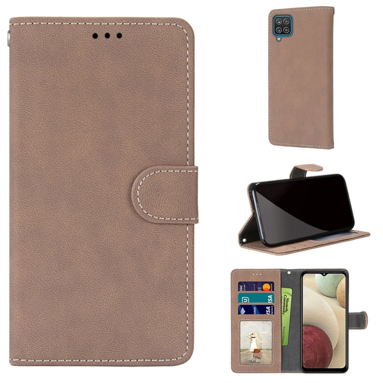 For Samsung Galaxy A12 / M12 Retro Frosted Horizontal Flip PU Leather Case with Holder & Card Slots & Wallet & Photo Frame