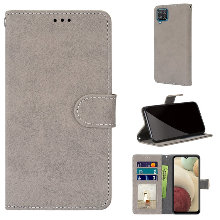 For Samsung Galaxy A12 / M12 Retro Frosted Horizontal Flip PU Leather Case with Holder & Card Slots & Wallet & Photo Frame