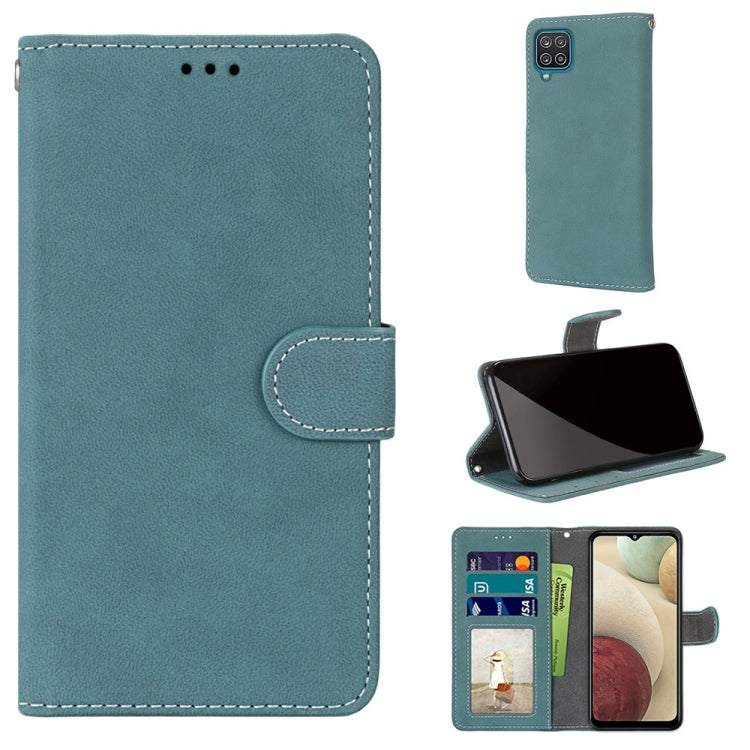 For Samsung Galaxy A12 / M12 Retro Frosted Horizontal Flip PU Leather Case with Holder & Card Slots & Wallet & Photo Frame