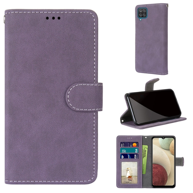 For Samsung Galaxy A12 / M12 Retro Frosted Horizontal Flip PU Leather Case with Holder & Card Slots & Wallet & Photo Frame