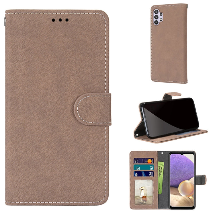 For Samsung Galaxy A32 5G Retro Frosted Horizontal Flip PU Leather Case with Holder & Card Slots & Wallet & Photo Frame