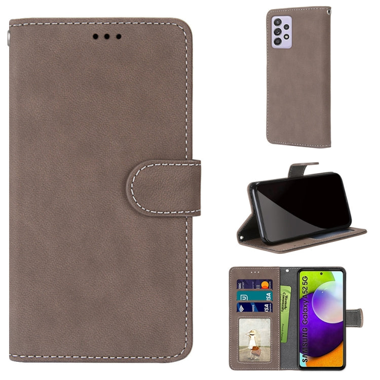 For Samsung Galaxy A52 5G / 4G Retro Frosted Horizontal Flip PU Leather Case with Holder & Card Slots & Wallet & Photo Frame