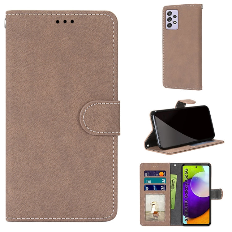 For Samsung Galaxy A52 5G / 4G Retro Frosted Horizontal Flip PU Leather Case with Holder & Card Slots & Wallet & Photo Frame