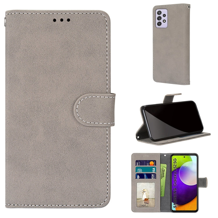 For Samsung Galaxy A52 5G / 4G Retro Frosted Horizontal Flip PU Leather Case with Holder & Card Slots & Wallet & Photo Frame