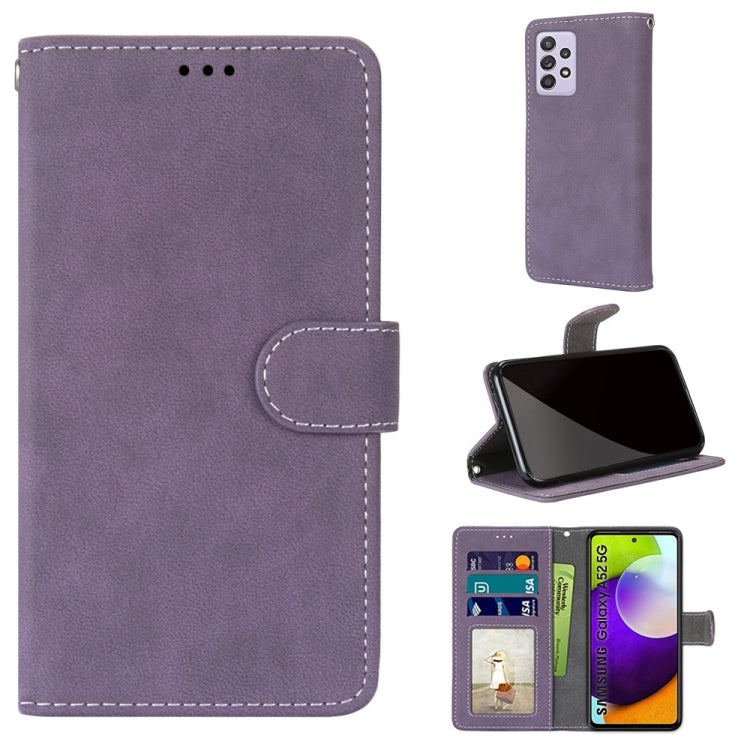 For Samsung Galaxy A52 5G / 4G Retro Frosted Horizontal Flip PU Leather Case with Holder & Card Slots & Wallet & Photo Frame