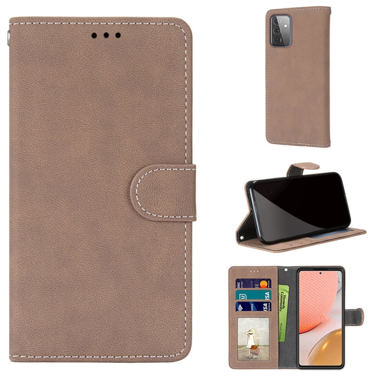 For Samsung Galaxy A72 5G / 4G Retro Frosted Horizontal Flip PU Leather Case with Holder & Card Slots & Wallet & Photo Frame