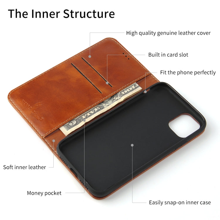 For iPhone 11 Fierre Shann Cowhide Texture Horizontal Flip Leather Case with Holder & Card Slots & Wallet