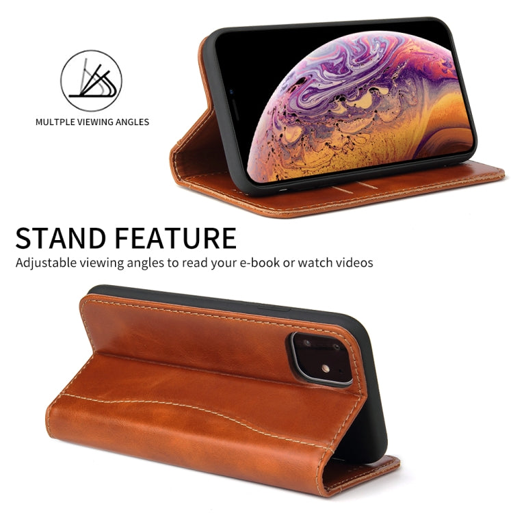 For iPhone 11 Fierre Shann Cowhide Texture Horizontal Flip Leather Case with Holder & Card Slots & Wallet