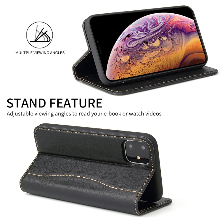 For iPhone 11 Pro Max Fierre Shann Cowhide Texture Horizontal Flip Leather Case with Holder & Card Slots & Wallet