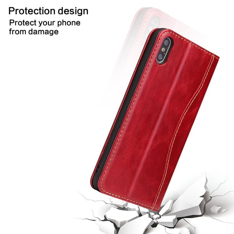 For iPhone XS / X Fierre Shann Cowhide Texture Horizontal Flip Leather Case with Holder & Card Slots & Wallet