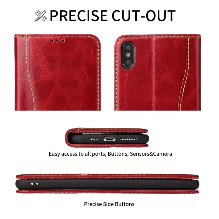 For iPhone XS / X Fierre Shann Cowhide Texture Horizontal Flip Leather Case with Holder & Card Slots & Wallet