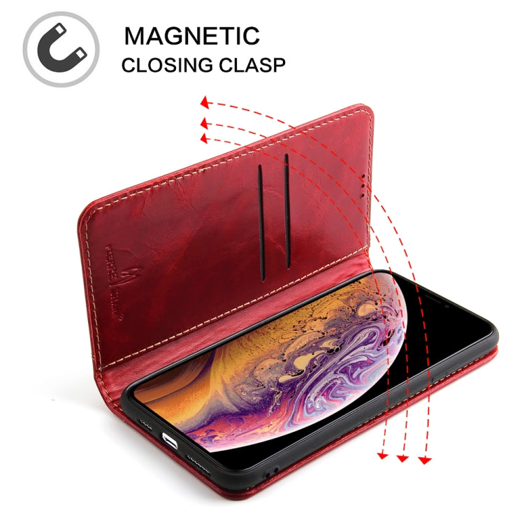 For iPhone XS / X Fierre Shann Cowhide Texture Horizontal Flip Leather Case with Holder & Card Slots & Wallet