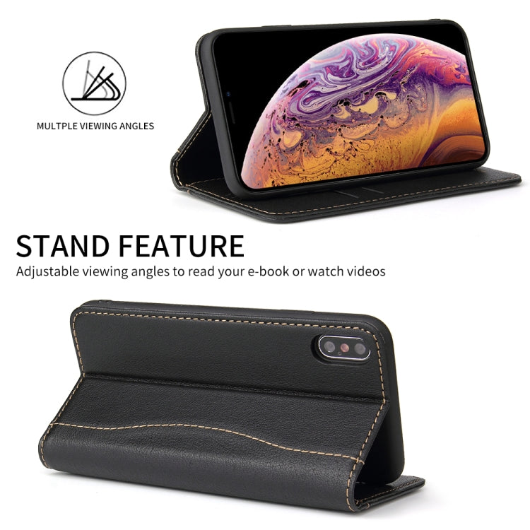 For iPhone XS Max Fierre Shann Cowhide Texture Horizontal Flip Leather Case with Holder & Card Slots & Wallet