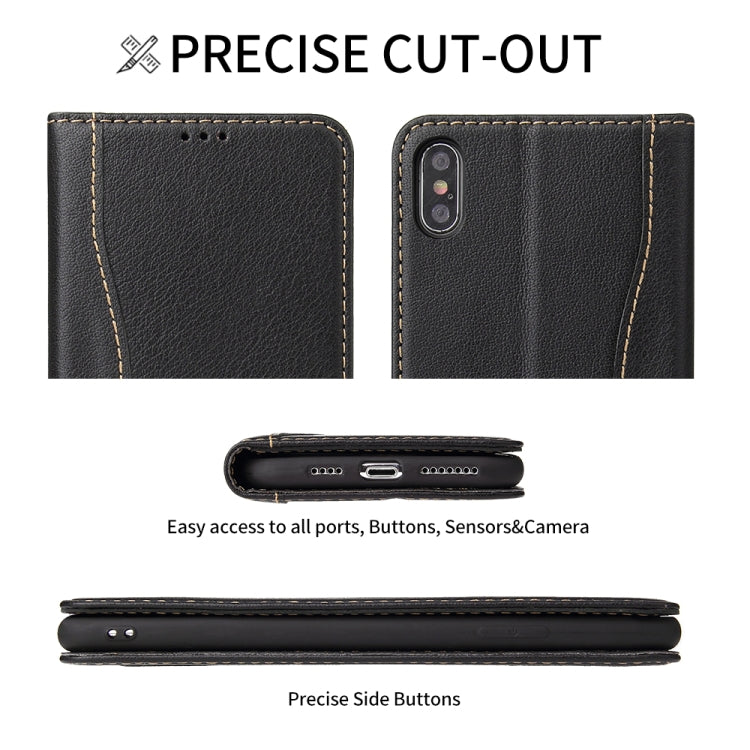 For iPhone XS Max Fierre Shann Cowhide Texture Horizontal Flip Leather Case with Holder & Card Slots & Wallet