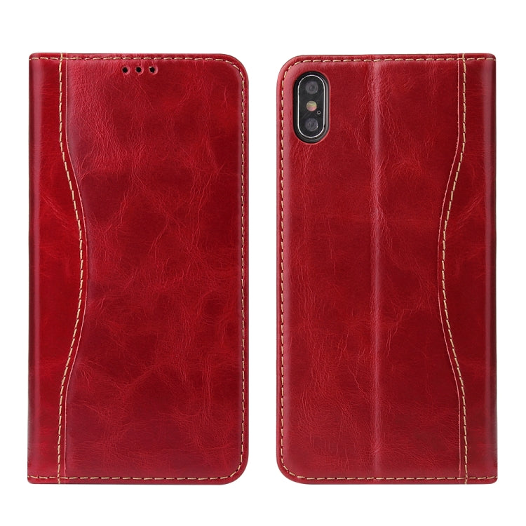 For iPhone XS Max Fierre Shann Cowhide Texture Horizontal Flip Leather Case with Holder & Card Slots & Wallet