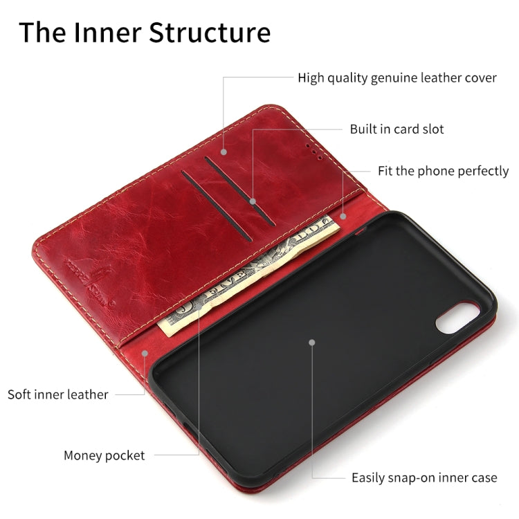 For iPhone XS Max Fierre Shann Cowhide Texture Horizontal Flip Leather Case with Holder & Card Slots & Wallet