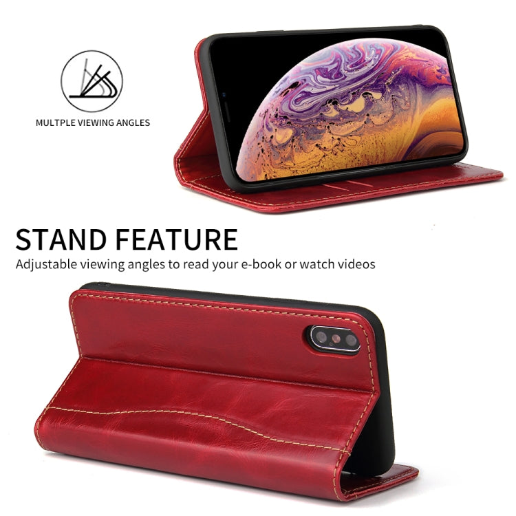 For iPhone XS Max Fierre Shann Cowhide Texture Horizontal Flip Leather Case with Holder & Card Slots & Wallet