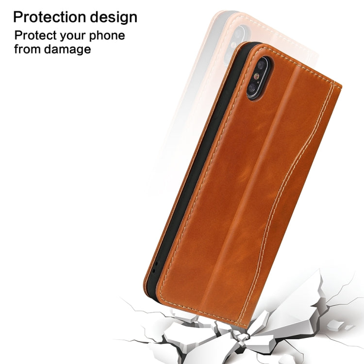 For iPhone XS Max Fierre Shann Cowhide Texture Horizontal Flip Leather Case with Holder & Card Slots & Wallet