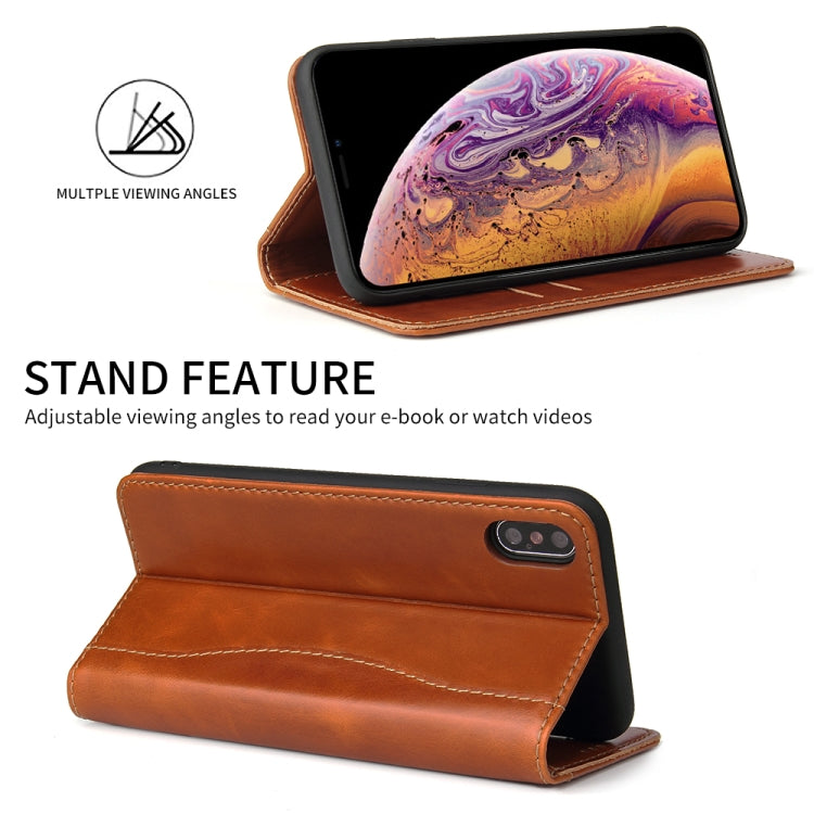 For iPhone XS Max Fierre Shann Cowhide Texture Horizontal Flip Leather Case with Holder & Card Slots & Wallet