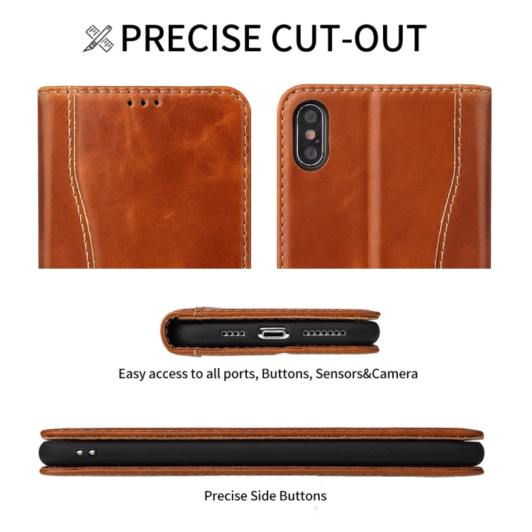For iPhone XS Max Fierre Shann Cowhide Texture Horizontal Flip Leather Case with Holder & Card Slots & Wallet
