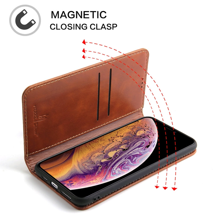 For iPhone XS Max Fierre Shann Cowhide Texture Horizontal Flip Leather Case with Holder & Card Slots & Wallet