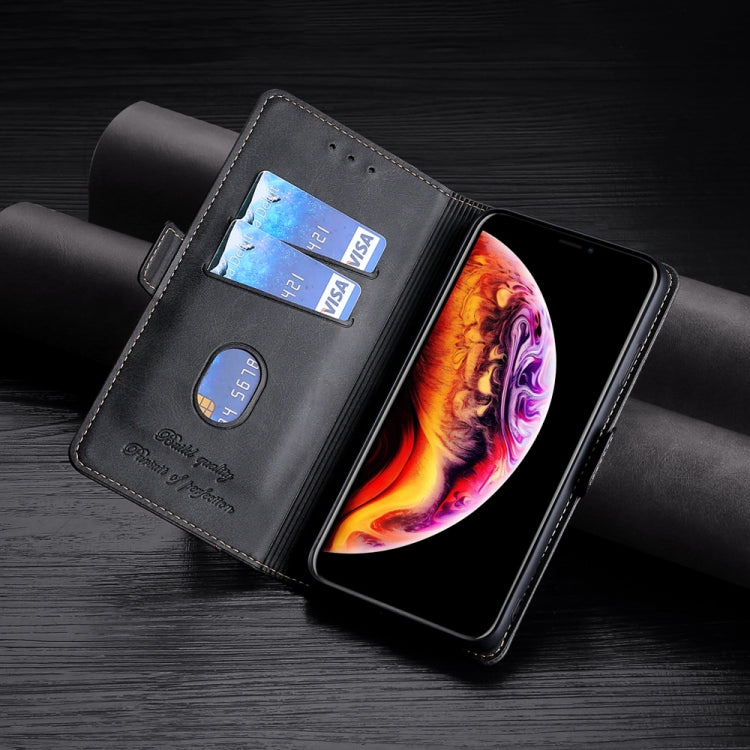 For iPhone 11 Pro Max Retro Texture Contrast Color Side Buckle Horizontal Flip Leather Case with Holder & Card Slots & Wallet