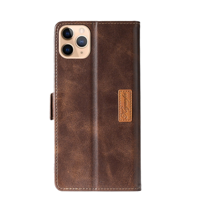 For iPhone 11 Pro Max Retro Texture Contrast Color Side Buckle Horizontal Flip Leather Case with Holder & Card Slots & Wallet