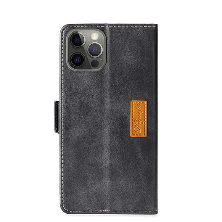For iPhone 12 mini Retro Texture Contrast Color Side Buckle Horizontal Flip Leather Case with Holder & Card Slots & Wallet