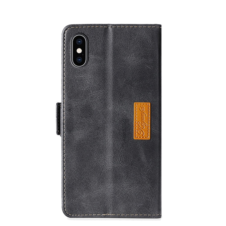 For iPhone X / XS Retro Texture Contrast Color Side Buckle Horizontal Flip Leather Case with Holder & Card Slots & Wallet
