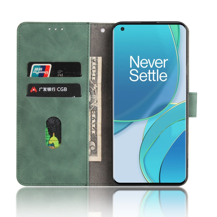 For OnePlus 9 Pro Solid Color Skin Feel Magnetic Buckle Horizontal Flip Calf Texture PU Leather Case with Holder & Card Slots & Wallet