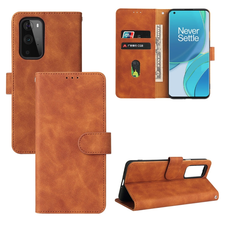 For OnePlus 9 Pro Solid Color Skin Feel Magnetic Buckle Horizontal Flip Calf Texture PU Leather Case with Holder & Card Slots & Wallet