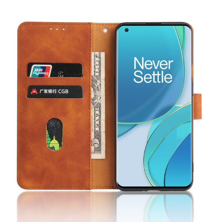 For OnePlus 9 Pro Solid Color Skin Feel Magnetic Buckle Horizontal Flip Calf Texture PU Leather Case with Holder & Card Slots & Wallet