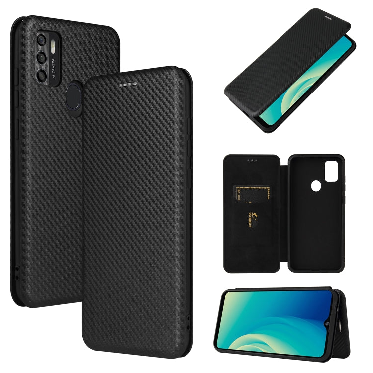 For ZTE Blade A7s 2020 Carbon Fiber Texture Horizontal Flip TPU + PC + PU Leather Case with Card Slot
