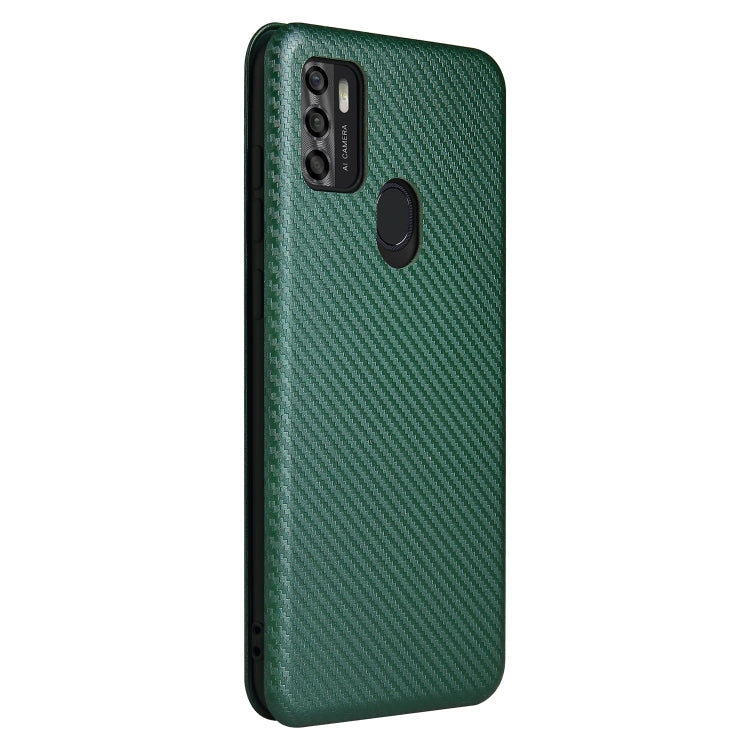 For ZTE Blade A7s 2020 Carbon Fiber Texture Horizontal Flip TPU + PC + PU Leather Case with Card Slot