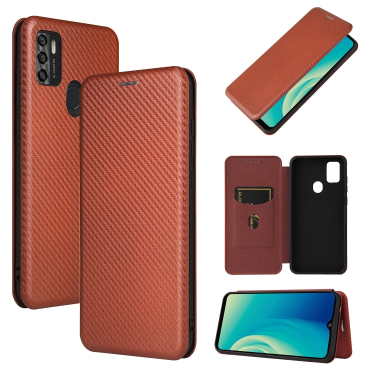 For ZTE Blade A7s 2020 Carbon Fiber Texture Horizontal Flip TPU + PC + PU Leather Case with Card Slot