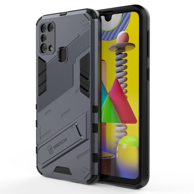 For Samsung Galaxy M31 Punk Armor 2 in 1 PC + TPU Shockproof Case with Invisible Holder