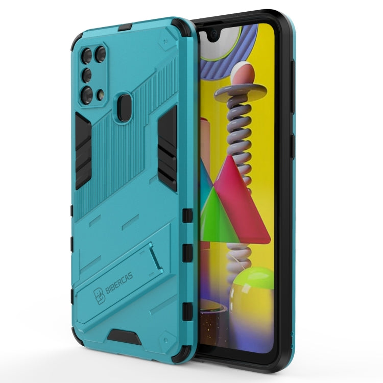 For Samsung Galaxy M31 Punk Armor 2 in 1 PC + TPU Shockproof Case with Invisible Holder
