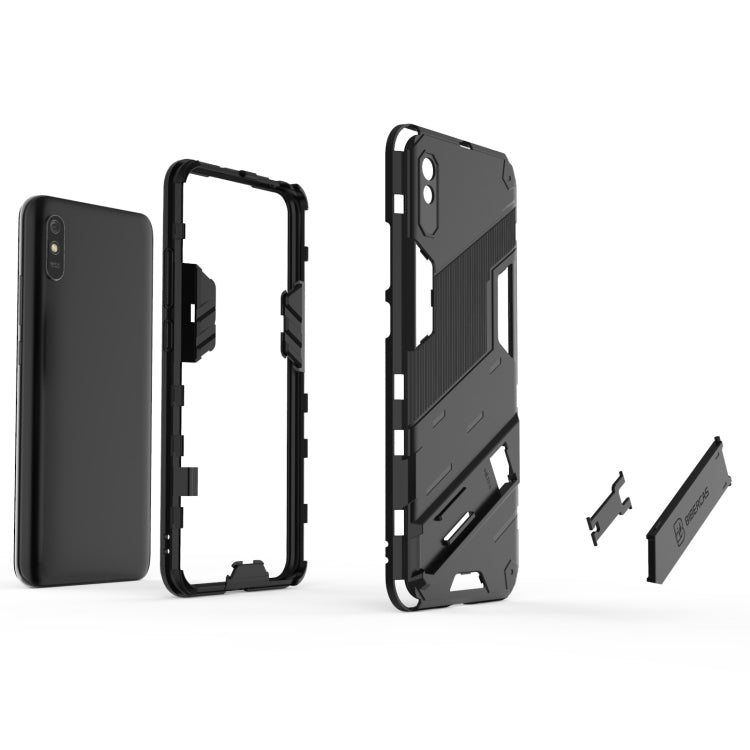 For Xiaomi Redmi 9A Punk Armor 2 in 1 PC + TPU Shockproof Case with Invisible Holder