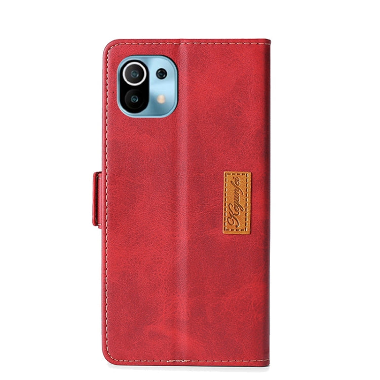 For Xiaomi Mi 11 Retro Texture Contrast Color Side Buckle Horizontal Flip Leather Case with Holder & Card Slots & Wallet