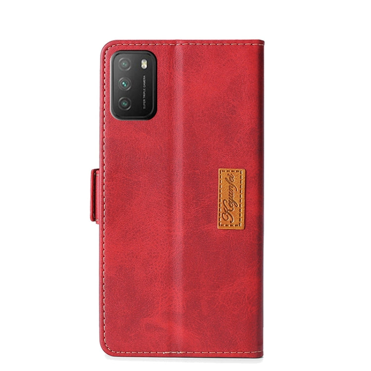 For Xiaomi Poco M3 Retro Texture Contrast Color Side Buckle Horizontal Flip Leather Case with Holder & Card Slots & Wallet